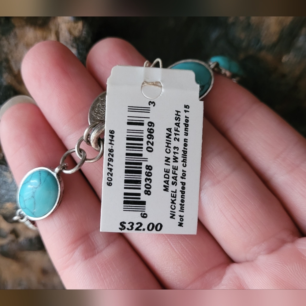 Nine West Turquoise Stone and Silver Toned Bracelet - Picture 4 of 4
